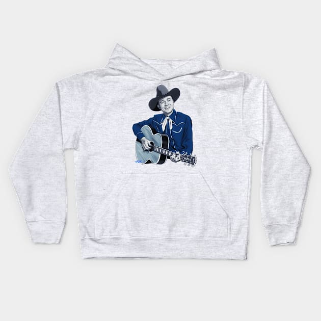 Tex Ritter - An illustration by Paul Cemmick Kids Hoodie by PLAYDIGITAL2020